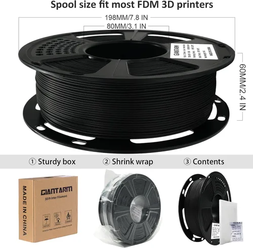 Vista 5 de GIANTARM Filamento de ácido poliláctico (PLA) para impresora 3D, carrete de 2.2 lbs, 0.07 in +/-0.001 in, 1080 pies por rollo, embalaje al vacío