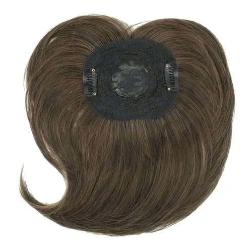 Vista 3 de IMISSU Extensión de pelo tipo tupé con clip, parte superior para pérdida de cabello suave, volumen unisex (negro claro)