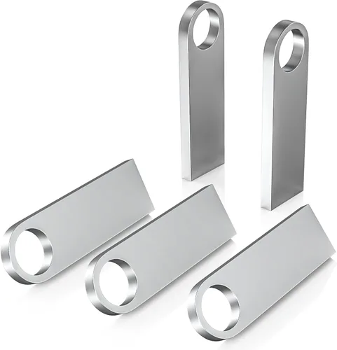 Vista 11 de ABLAZE Paquete de 10 unidades flash de 128MB, unidades flash USB 2.0 metálicas con llaveros USB Sticks Pendrives (Plateado)