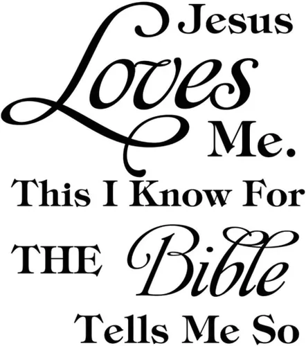 Vista 3 de Calcomanías de pared Jesús Loves Me This I Know for The Bible Tells Me So Pegatinas de pared extraíbles con citas inspiradoras, decoración de pared