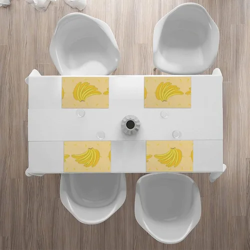 Vista 6 de Rectangular Placemats Set of 4, Heat Resistant Cartoon Banana Printed Kitchen Dining Table Mats