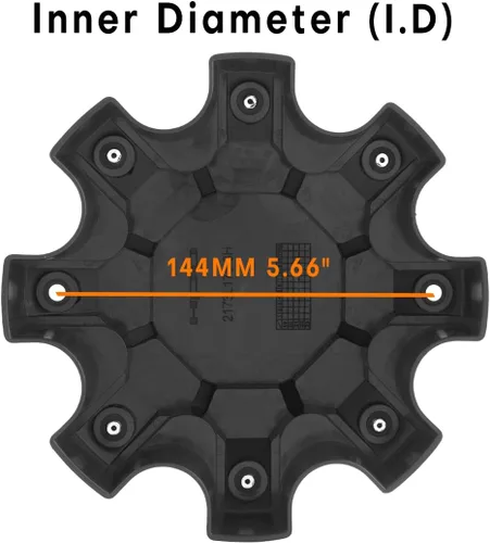 Vista 3 de Tapones centrales de rueda de 6.811 in 6.81 pulgadas para HPD/HD Off-Road Off-Road Negro satinado V2 Hybrid Off-Road Truck Wheel 8 Lug