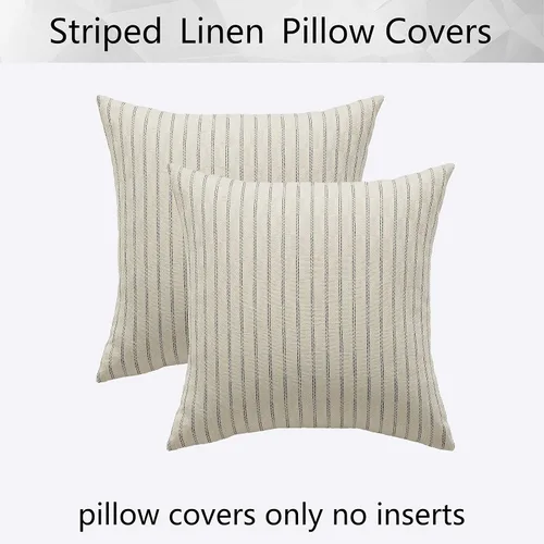 Vista 7 de Kevin Textile - Juego de 2 fundas de almohada de color crema blanco de 16 x 16 pulgadas, fundas de almohada decorativas tejidas con textura