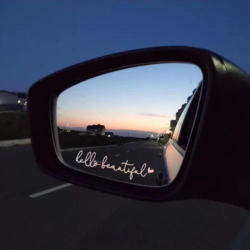 Vista 4 de Miarita 3X Pegatina para Espejo Retrovisor «Hello Beautiful», Pegatinas para Espejo de Tocador, Pegatina para Espejo Retrovisor