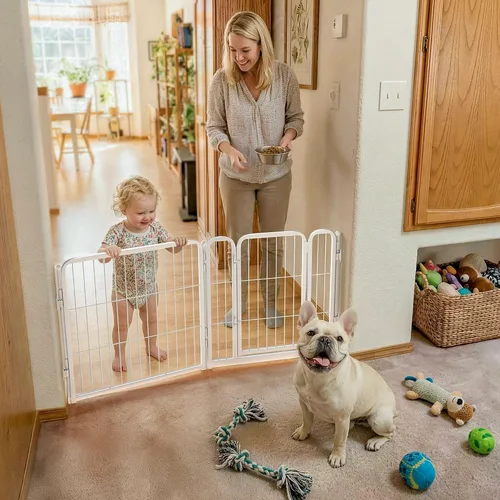 Vista 23 de FXW - Puerta para perro, extra ancha ajustable para aberturas de hasta 46 pulgadas, 24 pulgadas de alto Negro