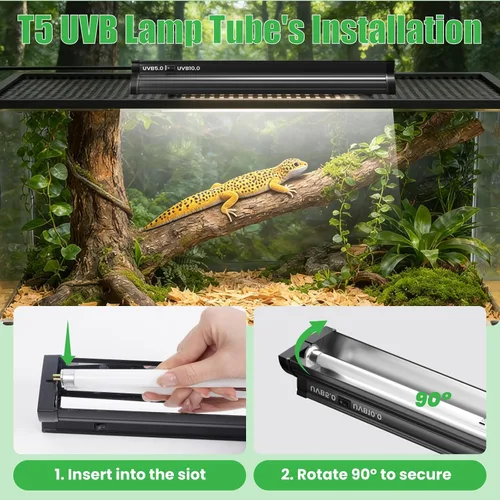 Vista 7 de GlowUp Bombilla UVB T5 HO 5.0 de 22 pulgadas, 24 W, para reptiles