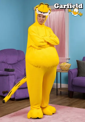 Vista 2 de Disfraz de Garfield para adultos, disfraz de gato mascota de Halloween, disfraz clásico de gato de dibujos animados para fiestas y disfraces