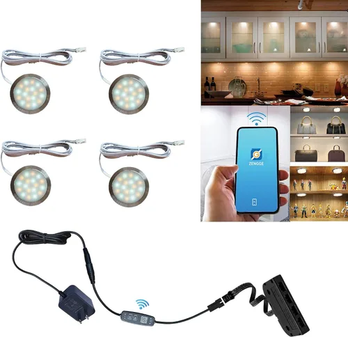 Vista 10 de Luces LED inteligentes de disco con control de aplicación, iluminación de gabinete regulable con Bluetooth, sincronización de música y función