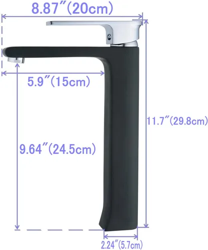 Vista 2 de Leekayer Baño recipiente fregadero grifo cromo sola manija negro pintura un agujero cubierta montaje lavabo mezclador latón