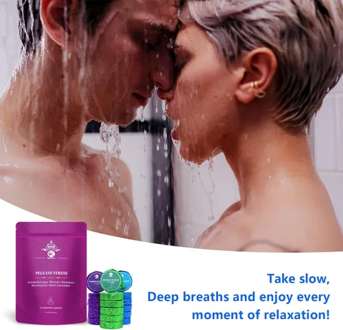 Vista 4 de Vaporizadores de ducha, regalos de aromaterapia para mujeres, paquete de 18 bombas de ducha de aceite esencial de eucalipto orgánico, lavanda