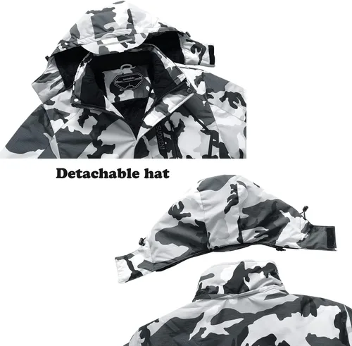 Vista 4 de Chaqueta de esquí impermeable con capucha para hombre, abrigo cálido de nieve para el invierno
