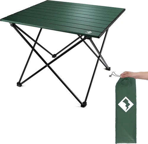 Vista 8 de VILLEY - Mesa auxiliar de aluminio portátil, ultraligera y plegable con bolsa de transporte, para acampar, cocinar al aire libre, picnic