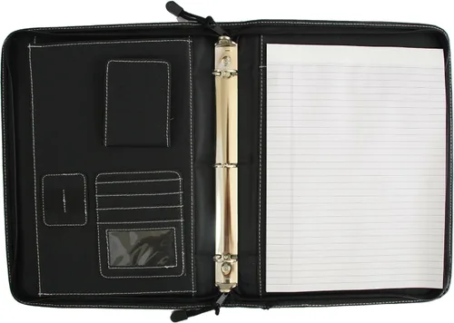 Vista 3 de Excutive Leatherette con cremallera alrededor de 3 anillos carpeta Padfolio