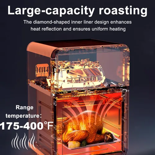Vista 5 de Horno freidora de aire grande de 18QT con pantalla táctil, combo multifunción de 10 en 1 para freír al aire, asar, hornear, asar a la parrilla