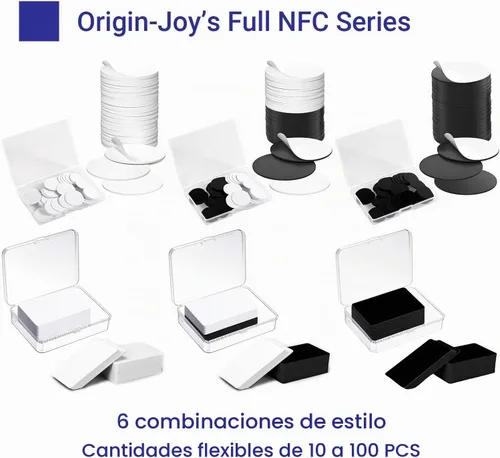 Vista 6 de Origin-Joy 10 tarjetas NFC, NTAG215 en blanco impermeables de 3.366 x 2.126 in, chips NFT, programables y regrabables, compatibles con dispositivos