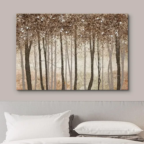 Vista 3 de wall26 Lienzo impreso para pared, diseño rústico, marrón, otoño, bosque, árbol, paisaje, naturaleza, ilustraciones de área silvestre, arte moderno