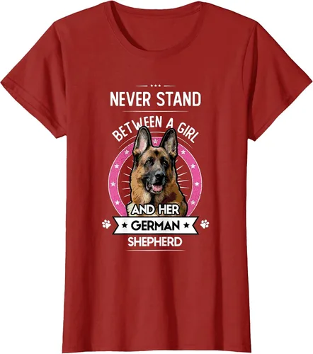 Vista 44 de Never Stand Between A Girl and Her German Shepherd T-Shirt Asphalt Grey