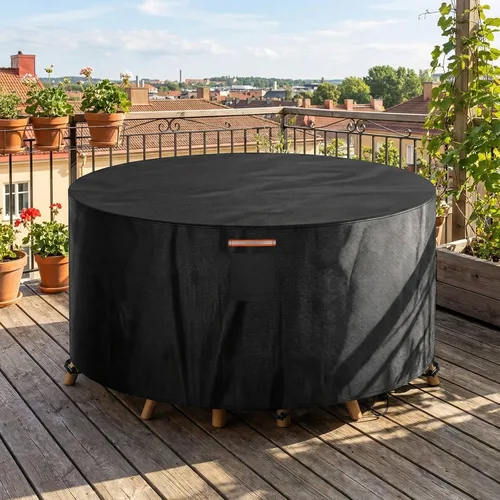 Vista 9 de Patio 70" Round Table Chair Cover Waterproof 420D Heavy Duty Windproof Outdoor Furniture Protector Cover for Patio Garden Lawn Table and Chair Set