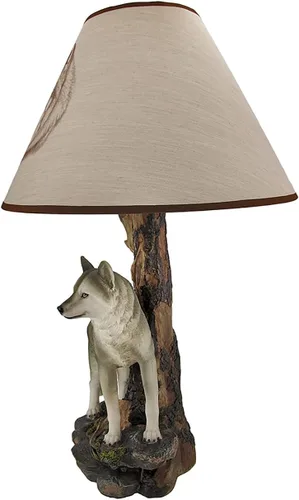 Vista 2 de Zeckos `Denizen of Twilight` Lámpara de mesa Lobo Gris