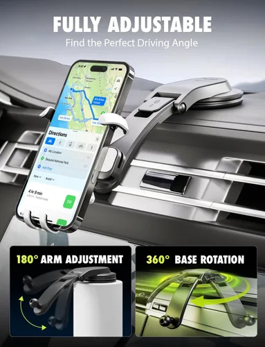 Vista 4 de Bracketron AutoGrip - Soporte para teléfono de coche de perfil bajo con succión TemperBond One-handed automatic grip, low-profile clear-view arm