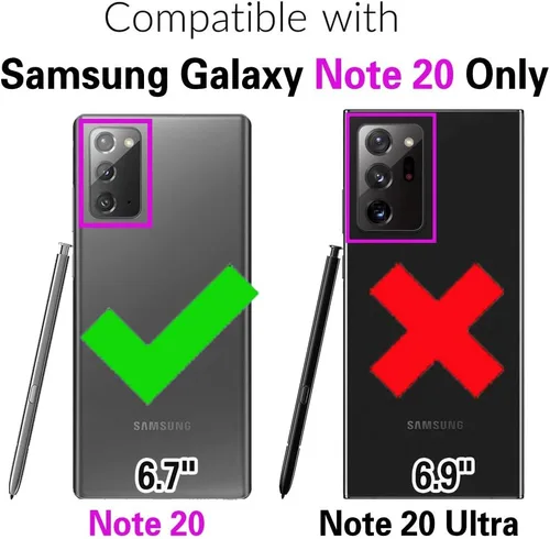 Vista 2 de Funda de teléfono para Samsung Galaxy Note 20 5G con protector de pantalla de vidrio templado, correa cruzada para muñeca, soporte para tarjeta