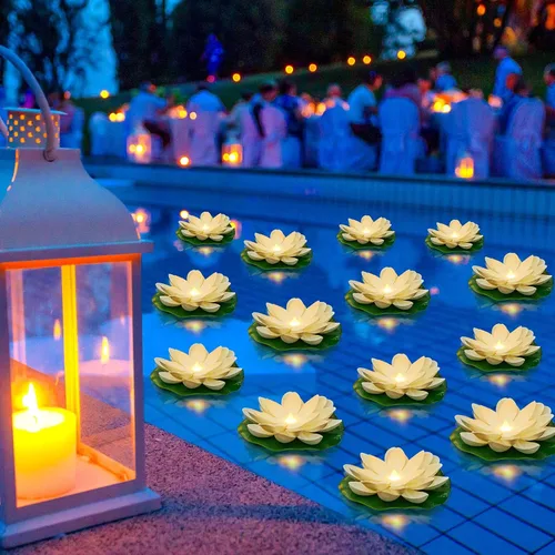 Vista 11 de Liliful 24 luces de loto flotantes Diwali, 5.91 pulgadas, 6