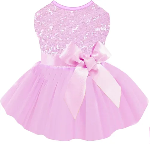 Vista 22 de Yikeyo Vestido de perro para primavera y verano, ropa de perro para perros pequeños, falda para perros pequeños, vestidos de cachorro, vestido