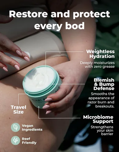 Vista 2 de Miami Beach Bum Bum Body Cream - Loción Bum de 3.4 oz de aloe de orégano + humectante diario de jojoba para la salud de la piel, protuberancias