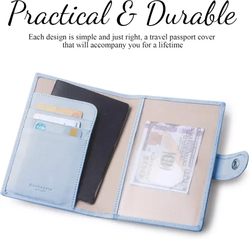 Vista 2 de Portapasaportes de cuero auténtico para pasaporte, con bloqueo Rfid - con compartimento para documentos de identificación