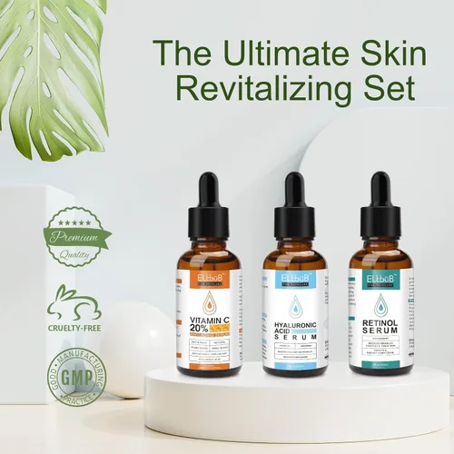 Vista 5 de Suero facial que desafía la edad, vitamina C, retinol y ácido hialurónico para arrugas, líneas finas, firmeza de la piel y retención de humedad
