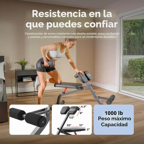 Vista 5 de Sunny Health & Fitness Silla romana multifunción con estación de inmersión y banco para sentarse, equipo de entrenamiento de fuerza ajustable