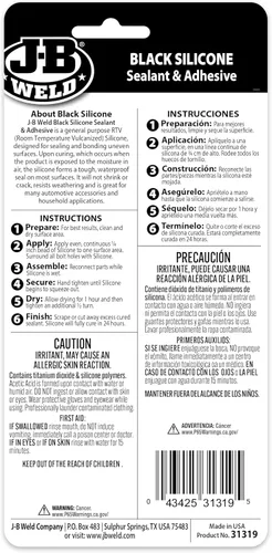 Vista 2 de Sellado J-B Weld Negro Rtv, 3 oz, Negro