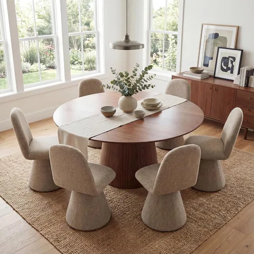 Vista 14 de DUOMAY Juego de 2 sillas de comedor giratorias de 360°, modernas de mediados de siglo, tapizadas con respaldo alto, base giratoria silenciosa, silla