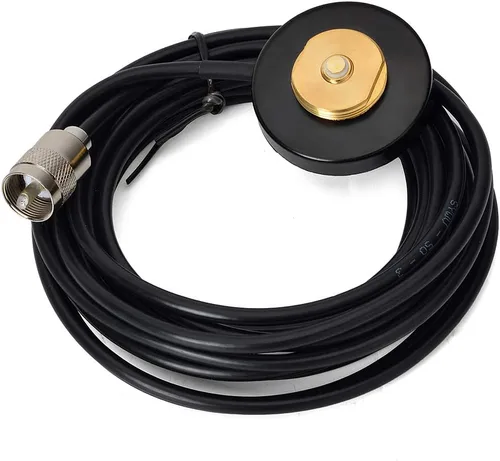 Vista 2 de UAYESOK Mini NMO soporte magnético base W/5M cable coaxial de baja pérdida para antenas móviles NMO