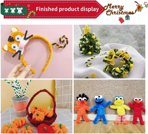 Vista 7 de 150 piezas de limpiapipas de chenilla marrón oscuro, limpiapipas peludos, bricolaje para manualidades creativas hechas a mano, proyectos de arte