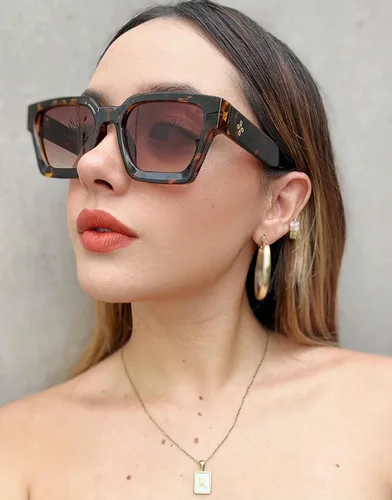 Vista 3 de VISOONE Moda 100% UV400 Protección Rectángulo TR90 Y2K Gafas de sol Accesorios para Mujeres Hombres RIVER, Tortuga de cocomarrón claro