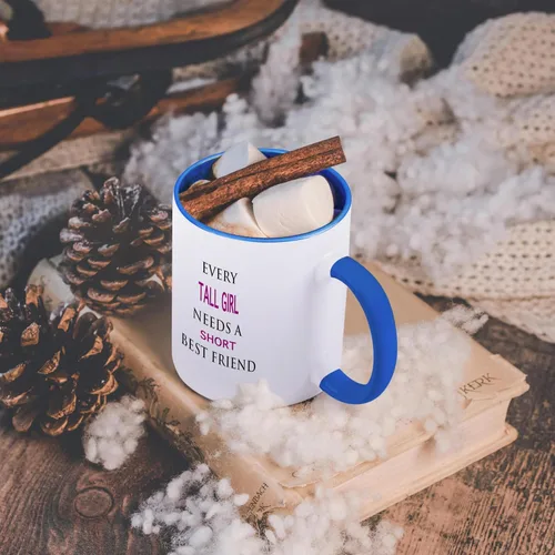 Vista 5 de 3dRose EVERY TALL GIRL NEEDS A SHORT BEST FRIEND 11oz Two-Tone Blue Mug