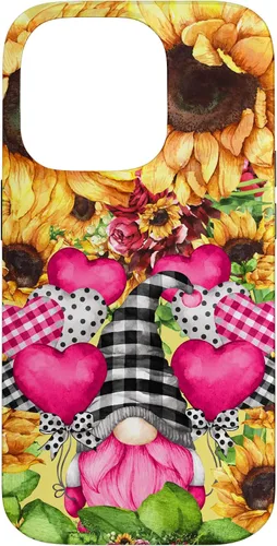 Vista 17 de Cute Sunflower Pattern for Women Pink Valentines Gnome Case for iPhone 17