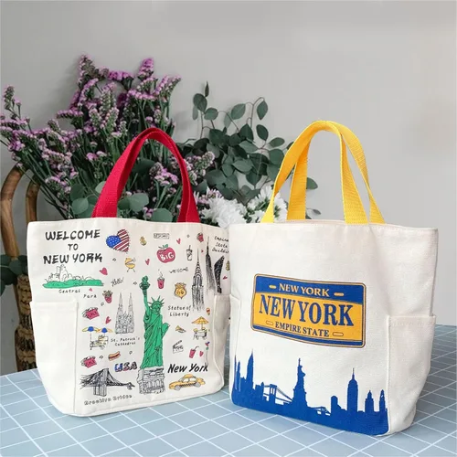 Vista 6 de Lindo recuerdo multiusos elegante de Nueva York para bolsa de viaje, totalizador de comestibles, bolso de compras, bolsa de almuerzo (JP-330156B)