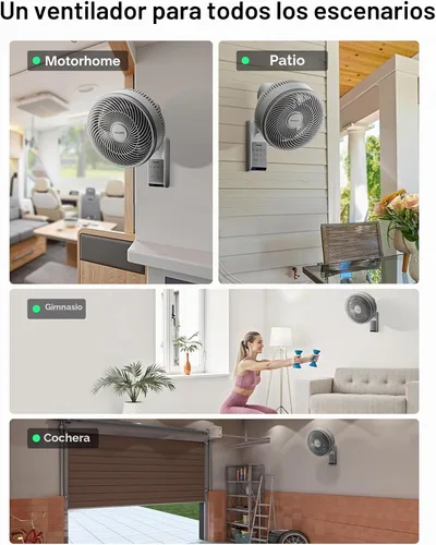Vista 7 de PELONIS - Paquete de 2 ventiladores oscilantes de pared para interiores de Gris