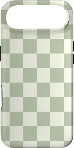 Vista 27 de Funda clásica Checkered Checker Checkerboard Light Sage Green para iPhone 17