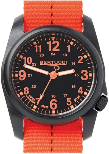 Vista 3 de BERTUCCI 11042 DX3 - Reloj de resina de campo con correa de nailon naranja con esfera negra, Negro -, Casual
