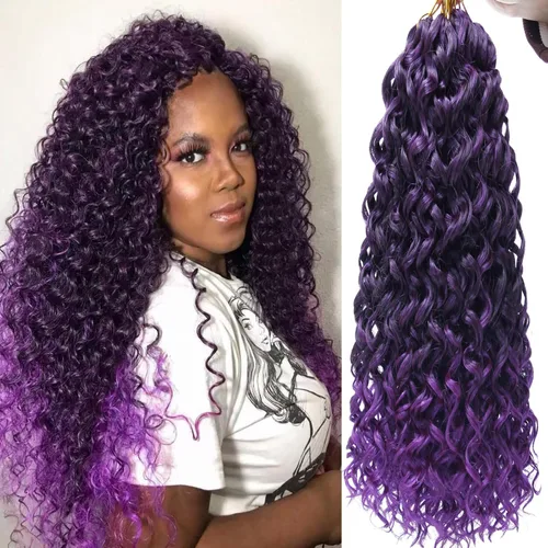 Vista 11 de GoGo Curl Crochet Hair 18 pulgadas onda de agua pelo sintético bohemio ganchillo trenzado jengibre onda profunda extensiones de cabello trenzado
