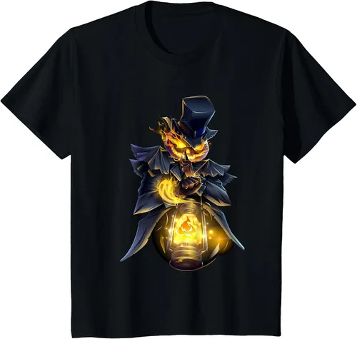 Vista 8 de Halloween Pumpkin Scary Jack O Lantern Boy Girl Men Women T-Shirt Negro