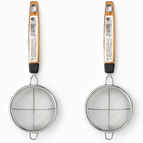 Vista 2 de JapanBargain 2459 Colador de té de malla fina con asa de acero inoxidable pequeño tamiz para bebidas, cócteles, café y matcha, paquete de 2