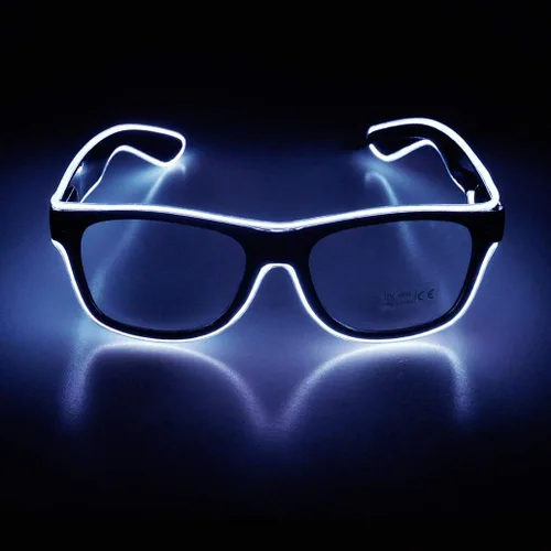 Vista 2 de Aquat Luces EL Wire Neón Rave Gafas de sol resplandor intermitentes LED Disfraces para fiesta, EDM, Halloween RB01