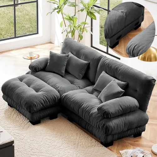 Vista 25 de KEIKI Sofá modular de 94 pulgadas con 4 almohadas, cómodo juego de sofá biplaza Cloud para sofá de asiento profundo suave y profundo, sofá biplaza