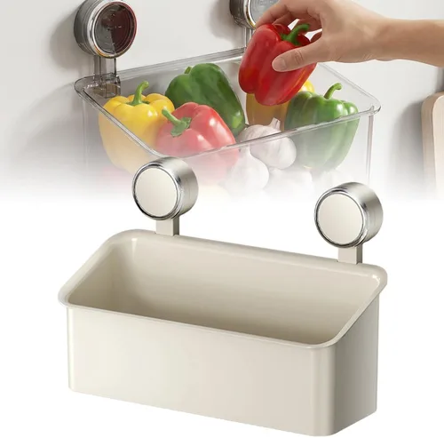 Vista 10 de Caja de almacenamiento de succión para baño sin taladros, potente soporte de almacenamiento de ventosa, organizador de ducha extraíble para colgar