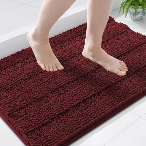 Vista 271 de Grandaily Alfombras de baño de felpilla a rayas de 24 x 16 pulgadas, extra gruesas y suaves, absorbentes, parte trasera de goma, alfombra de ducha