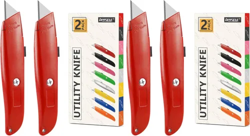 Vista 8 de DIYSELF Paquete de 2 cuchillos utilitarios, cortador retráctil, resistente (naranja)